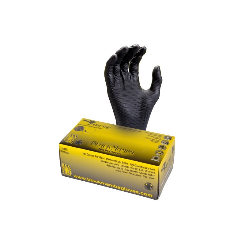 Gants jetables ambidextres nitrile 240mm 0,18mm noir T10 - Boîte