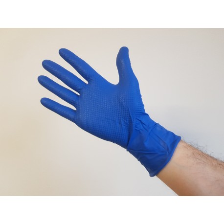 Gants Nitrile POWER GRIP Bleus - Surface Antidérapante, Contact