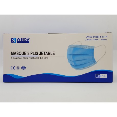 Masques chirurgicaux type ii r bleus weida