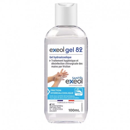 Gel hydroalcoolique exeol gel 82 100 ml