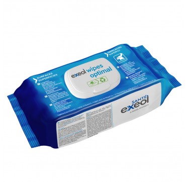 Lingettes désinfectantes exeol wipes optimal - sachet de 100