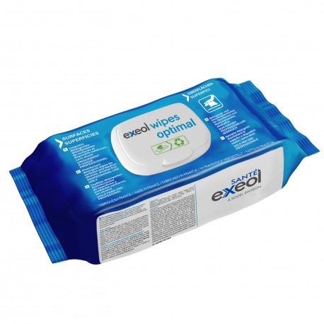 Lingettes désinfectantes exeol wipes optimal - sachet de 100