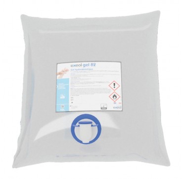 Gel hydroalcoolique exeol gel 82 - poche recharge 10l pour station refill'box