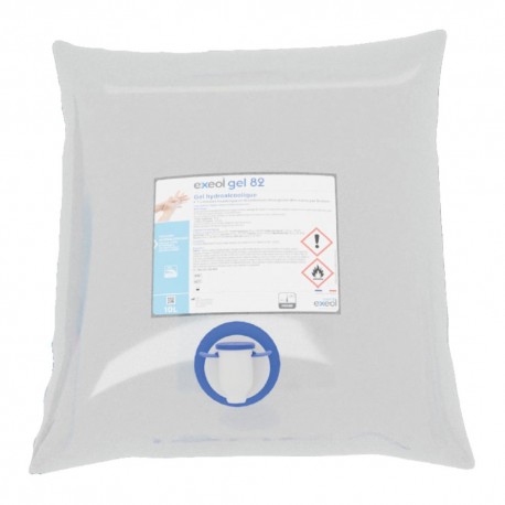 Gel hydroalcoolique exeol gel 82 - poche recharge 10l pour station refill'box