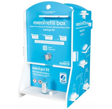 Station de recharge exeol refill’box pour gel hydroalcoolique
