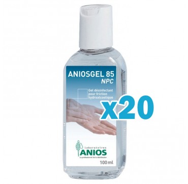 Gel hydroalcoolique aniosgel 85 npc : pack de 20 flacons de 100 ml
