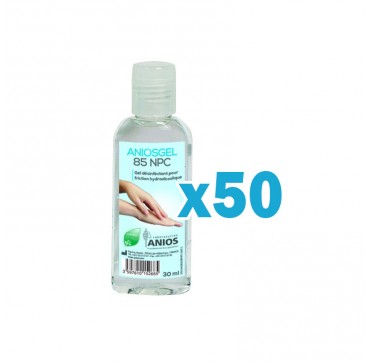 Gel hydroalcoolique aniosgel 85 npc - pack de 50 flacons de 30 ml