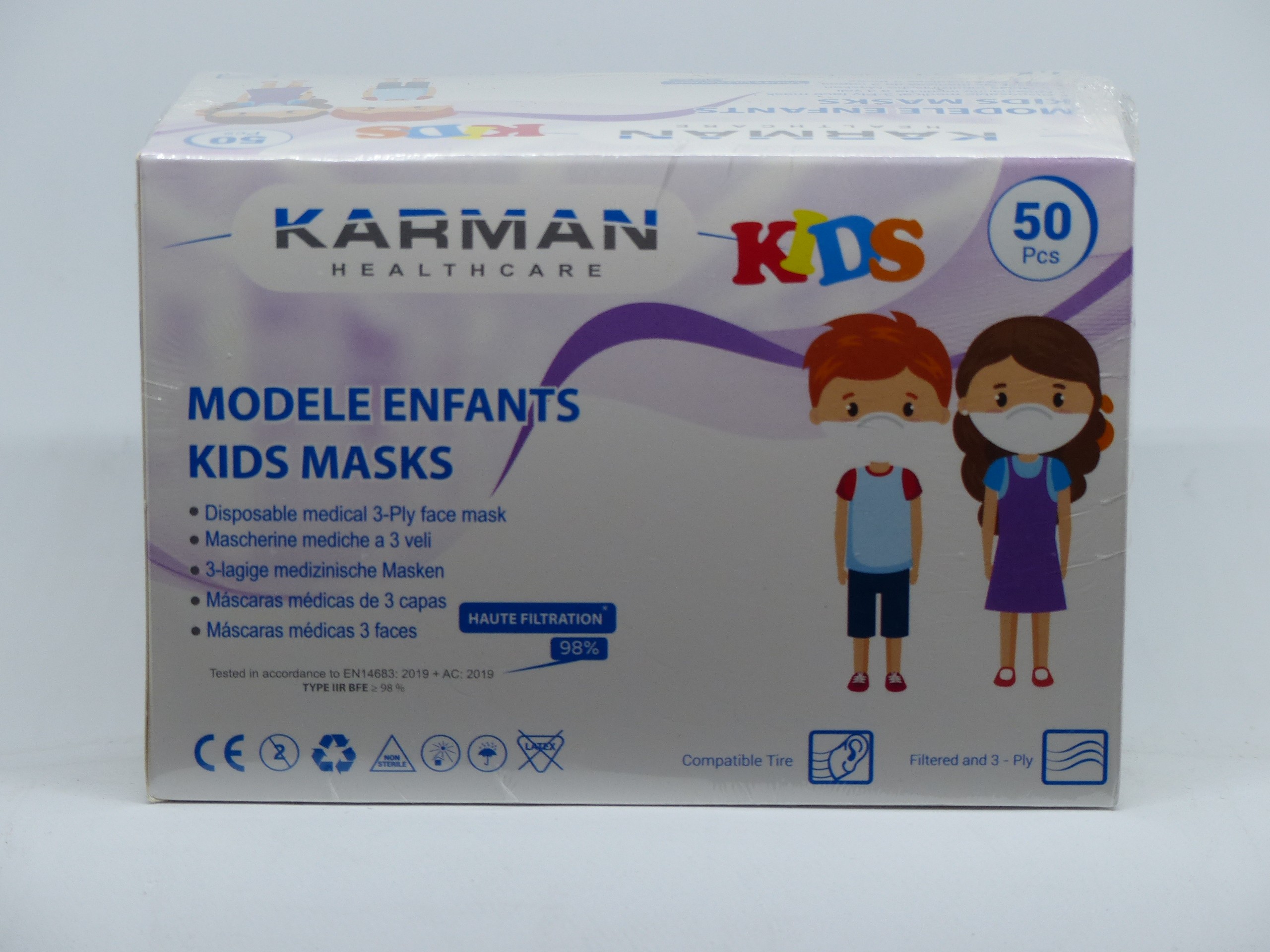 Masque Chirurgical Enfants - Boite de 50 Masques Chirurgicaux Enfants